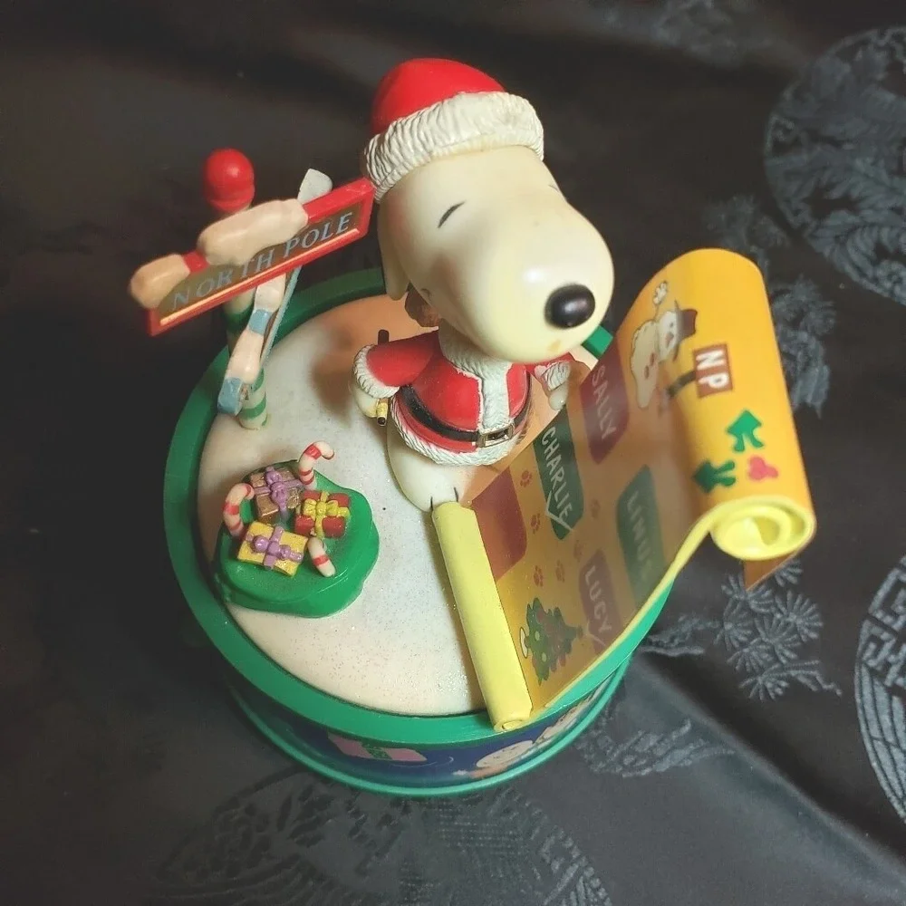 Snoopy as Santa checking his List‎ Music Box Play We Wish You A Merry Christmas
